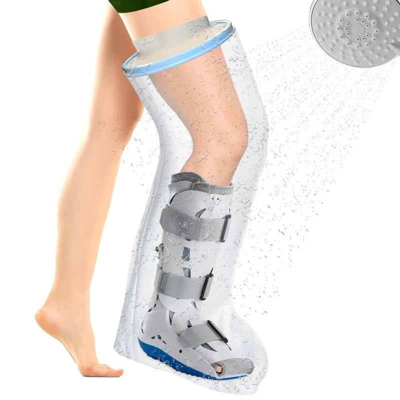 KEEFITT Adult Leg cast Protector for Shower, Waterproof Shower Bandage and Cast Cover Full Leg Watertight Protection to Broken Leg, Knee, Foot, Ankle Wound, Burns 100% Reusable (Full Leg 43.5"20"9.8") - Image 1
